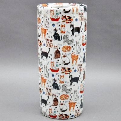 Minster 18 Inch Round Assorted Cats Umbrella Stands - Vase - L20 X W20 X H46 Cm - image 1