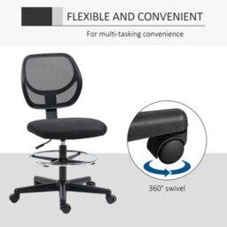 Vinsetto Draughtsman Chair Office Chair W/ Adjustable Footrest Ring, Black - thumbnail 8