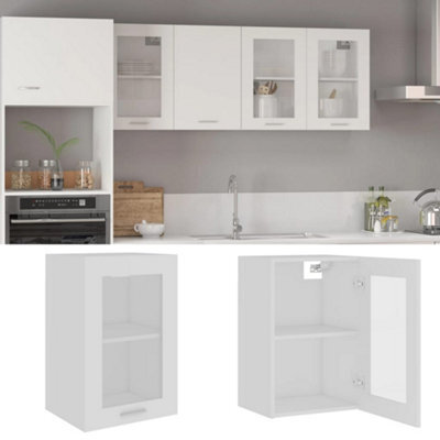 Walplus Hanging Glass Cabinet Lyon White 40X31X60 Cm Engineered Wood - image 1