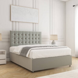 Bsspoke Isla Divan Bed Set Silver Plush Velvet With 24Inch Headboard & No Mattress No Drawers In Single Double King 4Ft 6Ft - thumbnail 3