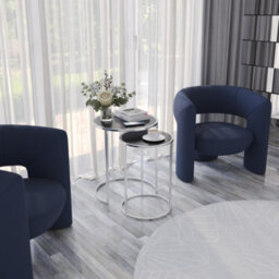 Urbn-Living Urbnliving 59Cm Height Round Nesting Side Coffee Tables Black Glass Top With Chrome Metal Leg Set Of 2 - thumbnail 2