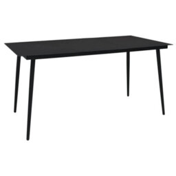 Berkfield Garden Dining Table Black 150X80X74 Cm Steel And Glass
