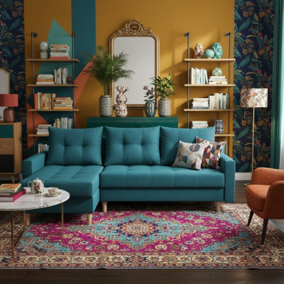 Bodo Modern Scandi Sofa Comfortable Fabric Upholstered Settee Minimalist 3 Seater Couch In Living Room Turquoise - image 1