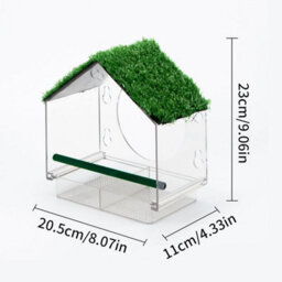 Xample Window Bird Feeder With Strong Suction Cups, Removable Drainage Tray, Sloped Grass Roof,clear View, Squirrel Proof For Small Birds - thumbnail 7