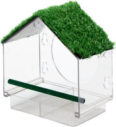 Xample Window Bird Feeder With Strong Suction Cups, Removable Drainage Tray, Sloped Grass Roof,clear View, Squirrel Proof For Small Birds - thumbnail 6