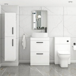 Royal Bathrooms Turin 600mm Freestanding Bathroom Vanity Unit With Sink 2 Drawer Gloss White & Peak Countertop Basin - thumbnail 3