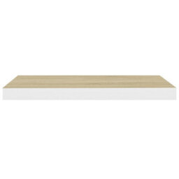 Berkfield Floating Wall Shelves 4 Pcs Oak And White 60X23.5X3.8 Cm Mdf - thumbnail 5