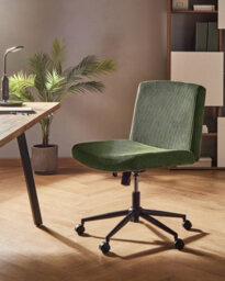 Beliani Desk Chair Geddes Corduroy Green - thumbnail 2