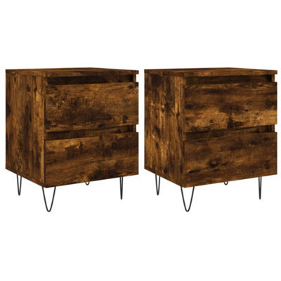 Berkfield Elegant Bedside Cabinets 2 Pcs Smoked Oak 40X35X50 Cm Engineered Wood - image 1