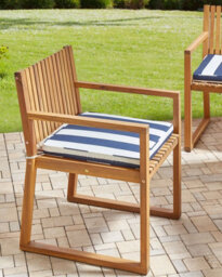 Beliani Set Of 8 Garden Chairs With Cushions Sassari Ii Certified Acacia Wood Navy Blue - thumbnail 2
