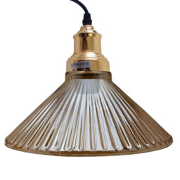 Led Retro Modern Glass Ceiling Pendant Lamp - French Gold Finish - thumbnail 3