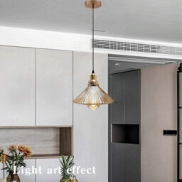 Led Retro Modern Glass Ceiling Pendant Lamp - French Gold Finish - thumbnail 2
