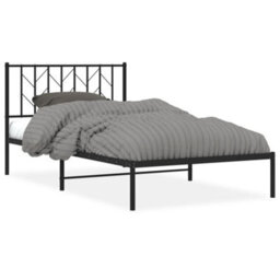Berkfield Metal Bed Frame Without Mattress With Headboard Black 107X203Cm - thumbnail 2