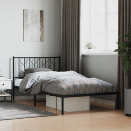 Berkfield Metal Bed Frame Without Mattress With Headboard Black 107X203Cm - thumbnail 1