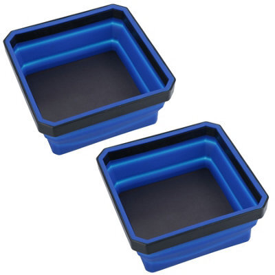 AB Tools Collapsible Magnetic Parts Tray Dish Storage Bowl Holder Oil Resistant Plastic 2Pc - image 1