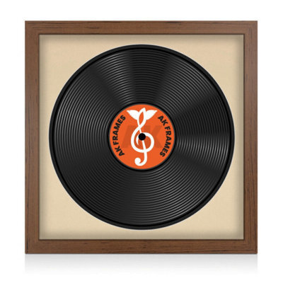 "16X16"" Walnut Modern Vinyl Record Frame With Ivory Mount For 12 Inch Lp Disc - Ak Frames" - image 1
