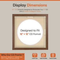 "16X16"" Walnut Modern Vinyl Record Frame With Ivory Mount For 12 Inch Lp Disc - Ak Frames" - thumbnail 2