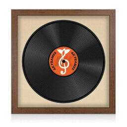"16X16"" Walnut Modern Vinyl Record Frame With Ivory Mount For 12 Inch Lp Disc - Ak Frames" - thumbnail 1