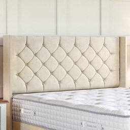 Divan Base Direct Plush Cream Platform Top Divan Bed Base 4Ft6 Double With 2 End Drawers + Chesterfield Strutted Headboard - thumbnail 3