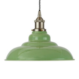 Mint Green St Edmund's Painted Dome Pendant Light With Brushed Chrome Lamp Holder And Grey Twisted Cable - Se Home