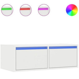 Berkfield Durable Tv Cabinet With Led Lights White 75X35.5X25 Cm - thumbnail 1