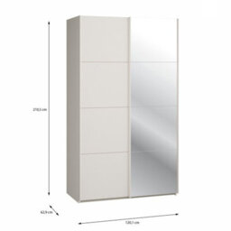 Sophistispace 120L Modern Contoured Wardrobe Cabinet High Gloss Fronts With Ergonomic Design With Mirror White - thumbnail 5