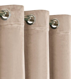 Ameha Beige Velvet Crushed Curtains Blackout Thermal Insulated Ring Top Ready Made Door Curtain Single Panel 66'' X 84'' - thumbnail 6