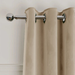 Ameha Beige Velvet Crushed Curtains Blackout Thermal Insulated Ring Top Ready Made Door Curtain Single Panel 66'' X 84'' - thumbnail 8