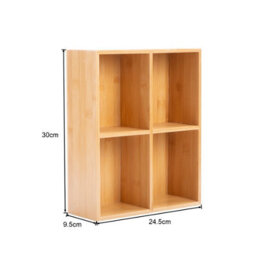 Wickerfield Natural Bamboo 4 Compartment Storage Organiser H30 X W24.5 X D9.5Cm - thumbnail 2