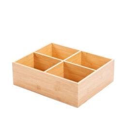Wickerfield Natural Bamboo 4 Compartment Storage Organiser H30 X W24.5 X D9.5Cm - thumbnail 1