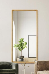 "Mirroroutlet The Naturalis - Solid Oak Rounded Corner Leaner / Wall Mirror 67"" X 33"" (170Cm X 85Cm) Scandinavian 'scandi' Inspired" - thumbnail 2