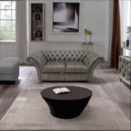 Chesterfield 2 Seater Bronx High Plains Leather Sofa Settee In Balmoral Style - thumbnail 4