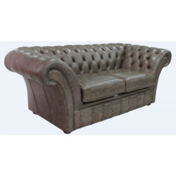Chesterfield 2 Seater Bronx High Plains Leather Sofa Settee In Balmoral Style - thumbnail 2