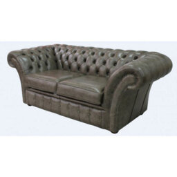 Chesterfield 2 Seater Bronx High Plains Leather Sofa Settee In Balmoral Style - thumbnail 3