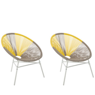 Beliani Set Of 2 Garden Chairs Acapulco Pe Rattan Taupe - image 1
