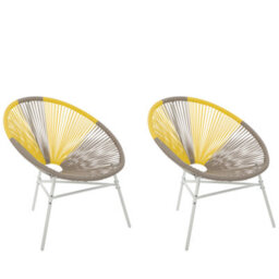 Beliani Set Of 2 Garden Chairs Acapulco Pe Rattan Taupe - thumbnail 1