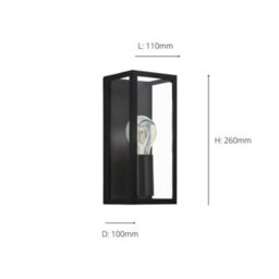 Eglo Amezola Black And Clear Metal And Glass Ip44 Bathroom Or Outdoor Wall Or Ceiling Light, (W) 11Cm - thumbnail 4
