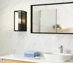 Eglo Amezola Black And Clear Metal And Glass Ip44 Bathroom Or Outdoor Wall Or Ceiling Light, (W) 11Cm