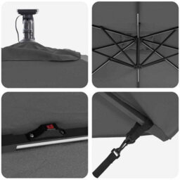 Berkfield Cantilever Banana Parasol Anthracite 249 X 249 X 250 Cm - thumbnail 8