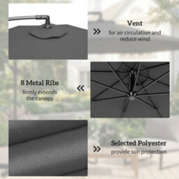 Outsunny 3(M) Banana Parasol Cantilever Umbrella Garden - thumbnail 6