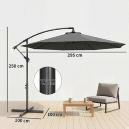 Outsunny 3(M) Banana Parasol Cantilever Umbrella Garden - thumbnail 3
