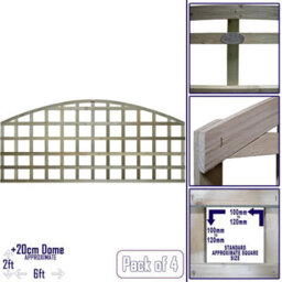 Premier Garden Supplies Arch Top Wooden Trellis Panel 6Ft X 2Ft (4 Pack) Standard Square Lattice Fencing Topper Extension For Climbing Plant Support