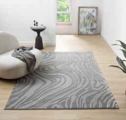 Vellure Modern Indoor Living Room Area Rug Embossed Metallic Sheen Marble Design Anthracite 120X170 Cm - thumbnail 5