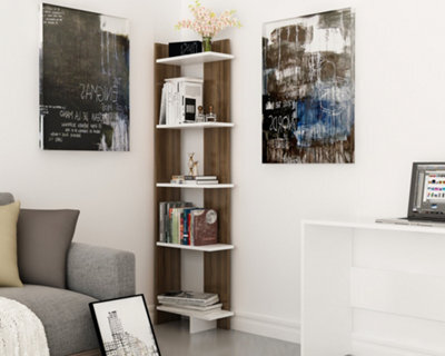 Decorotika Alice Corner Bookcase White & Walnut - image 1