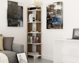 Decorotika Alice Corner Bookcase White & Walnut - thumbnail 2