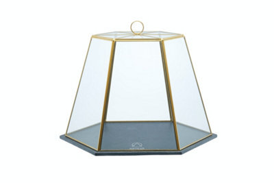 Artesà Artesa Geometric Glass Cake Dome, Slate Serving Base Cloche 31 X 27.5 X 25 Cm - image 1