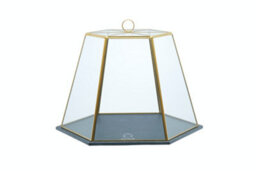 Artesà Artesa Geometric Glass Cake Dome, Slate Serving Base Cloche 31 X 27.5 X 25 Cm - thumbnail 1