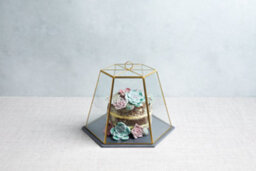 Artesà Artesa Geometric Glass Cake Dome, Slate Serving Base Cloche 31 X 27.5 X 25 Cm - thumbnail 4