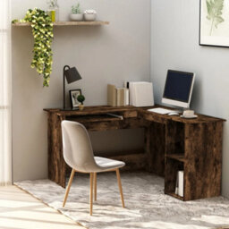Berkfield Corner Desk Smoked Oak 120X140X75 Cm Engineered Wood