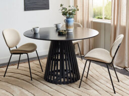 Beliani Dining Table Mesilla Black 120 Cm 120 Cm Acacia Wood - thumbnail 2